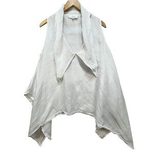 Simply Greta New York Womens Sleeveless Asymmetrical Blouse Top Size S/M White